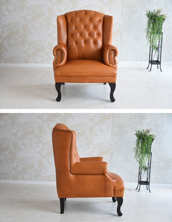 ドイツ製本革レザーGERMANN BRUSSELS WING CHAIR ブリュッセルCAMEL