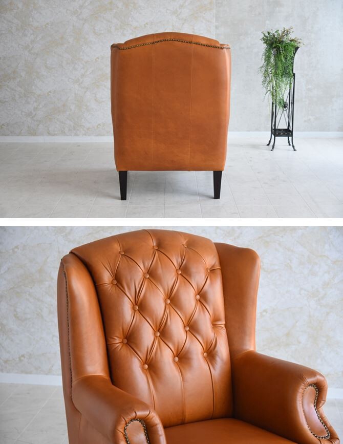 ドイツ製本革レザーGERMANN BRUSSELS WING CHAIR ブリュッセルCAMEL