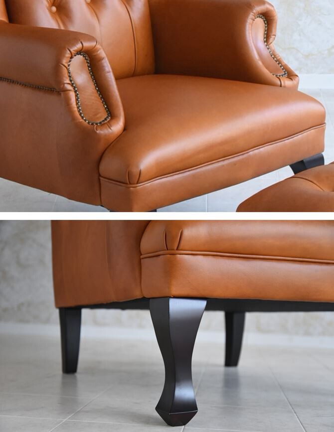 ドイツ製本革レザーGERMANN BRUSSELS WING CHAIR ブリュッセルCAMEL