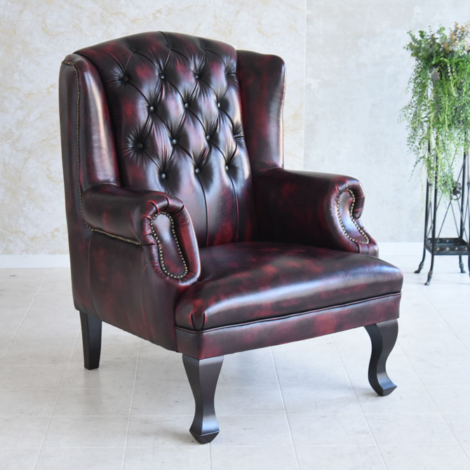 ドイツ製本革レザーGERMANN BRUSSELS WING CHAIR ブリュッセル ウオッシュオフBURGUNDY