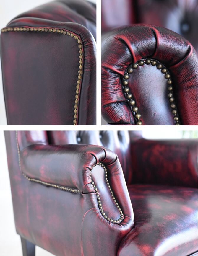 ドイツ製本革レザーGERMANN BRUSSELS WING CHAIR ブリュッセル ウオッシュオフBURGUNDY