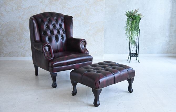 ドイツ製本革レザーGERMANN BRUSSELS WING CHAIR ブリュッセル ウオッシュオフBURGUNDY