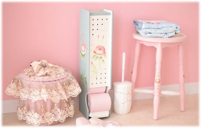世界に一つだけの花ハンドペイント・フレンチブルー トイレットペーパーホルダー