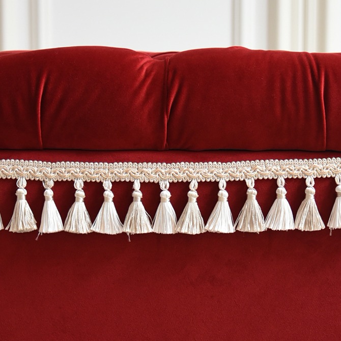 アンティーク調 クラシック ベルベット タッセル付 収納スツール 画像6