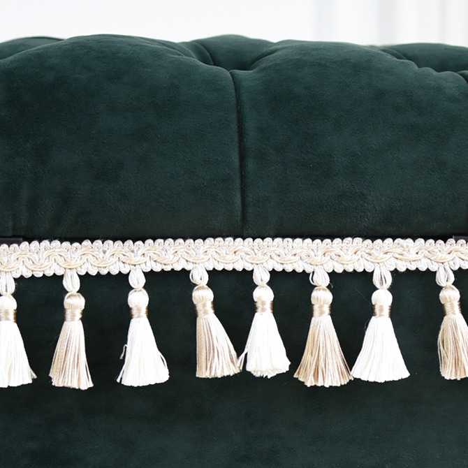 アンティーク調 クラシック ベルベット タッセル付 収納スツール 画像6