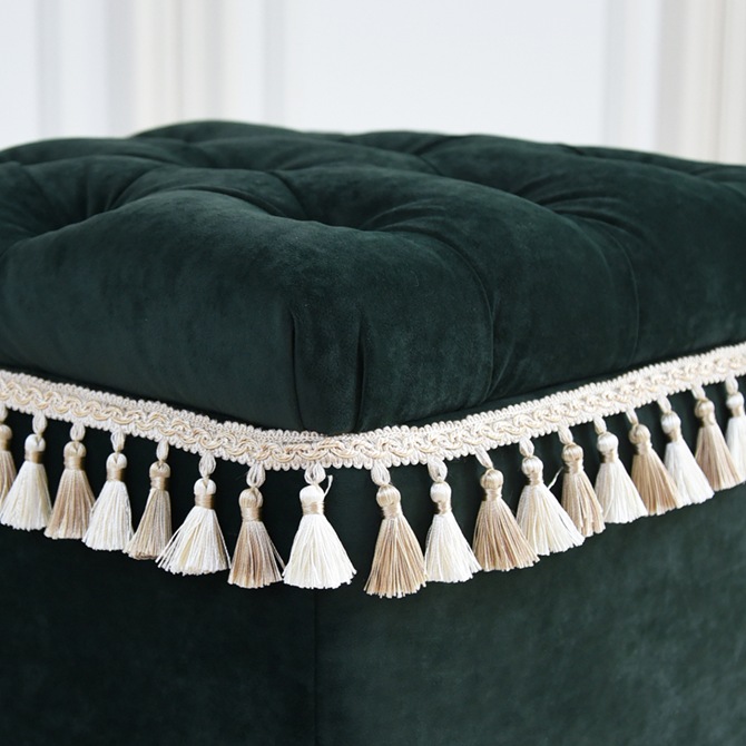 アンティーク調 クラシック ベルベット タッセル付 収納スツール 画像7