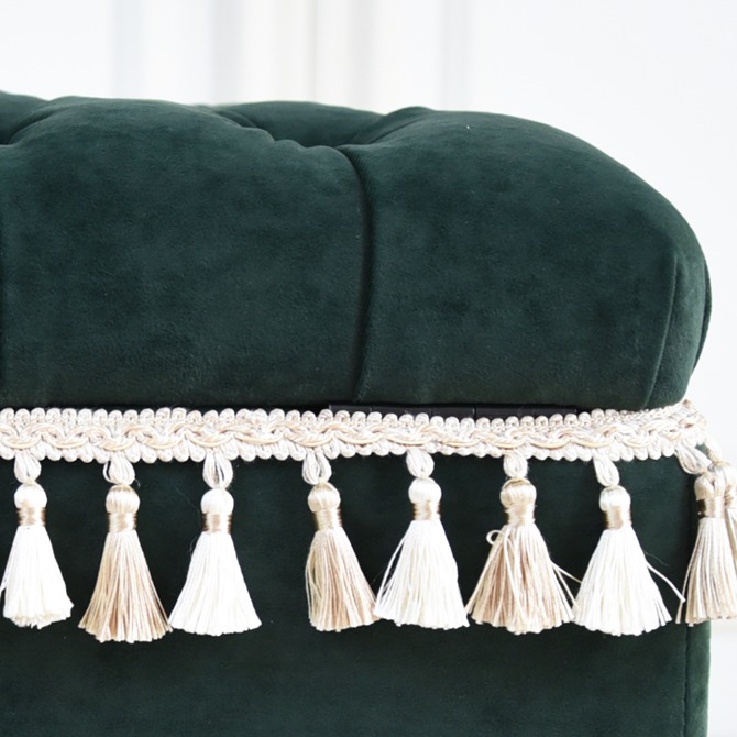 アンティーク調 クラシック ベルベット タッセル付 収納スツール 画像8