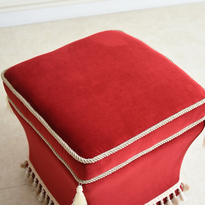 アンティーク調 クラシック ベルベット タッセル付 スツール 画像4