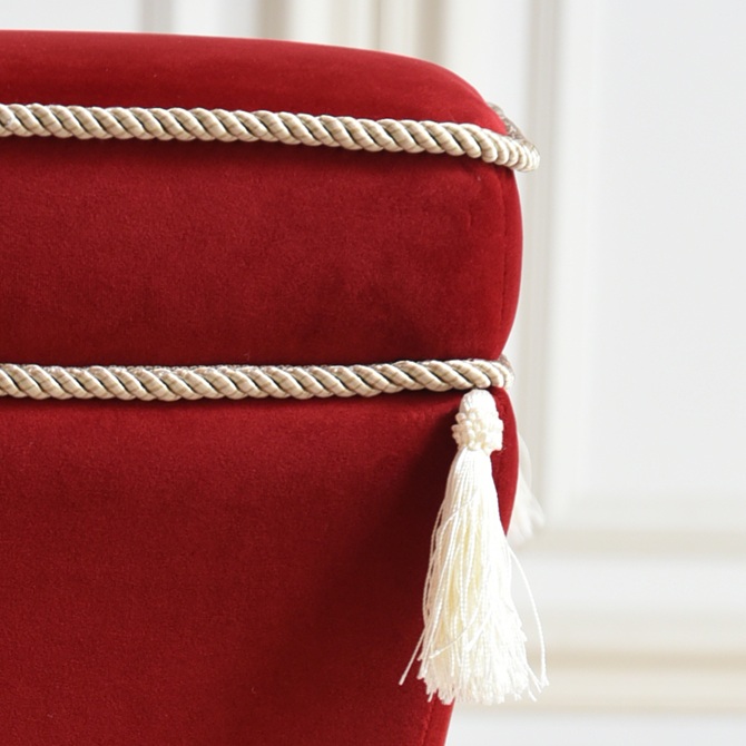 アンティーク調 クラシック ベルベット タッセル付 スツール 画像6