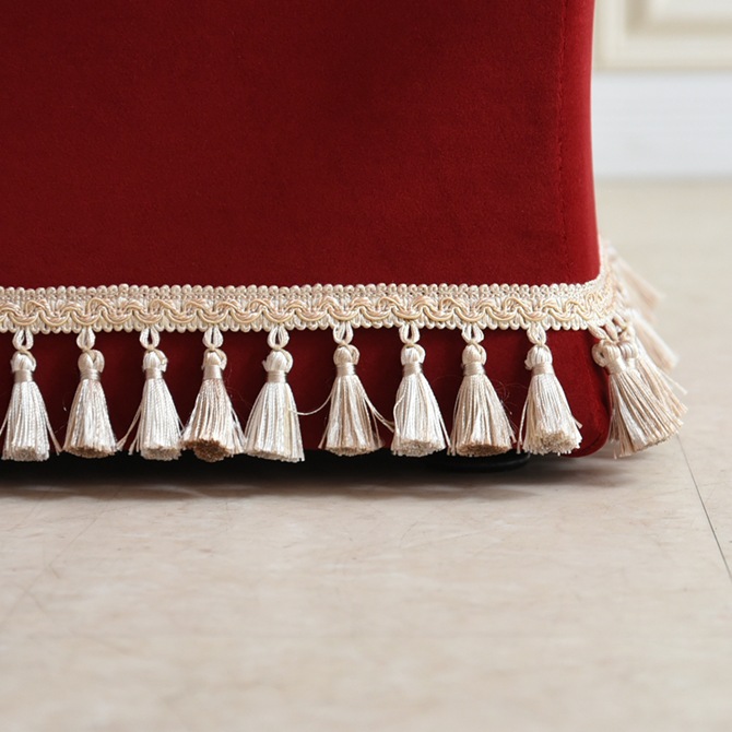 アンティーク調 クラシック ベルベット タッセル付 スツール 画像8