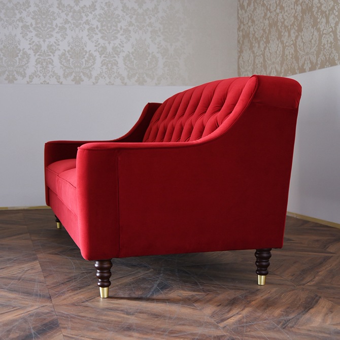 アンティーク調 ヨーロピアン 3人掛けソファ 3Pソファ ベルベット 画像3