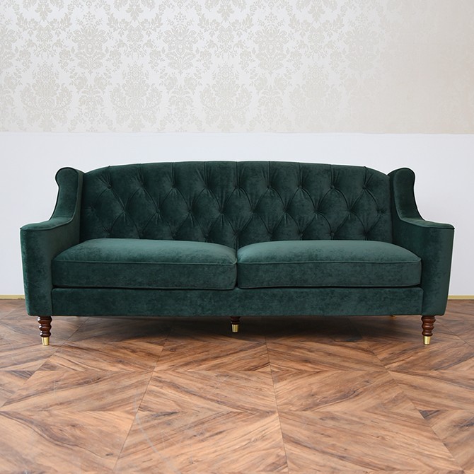 ロワイヤル ヴェール 3人掛けソファ ベルベット グリーン