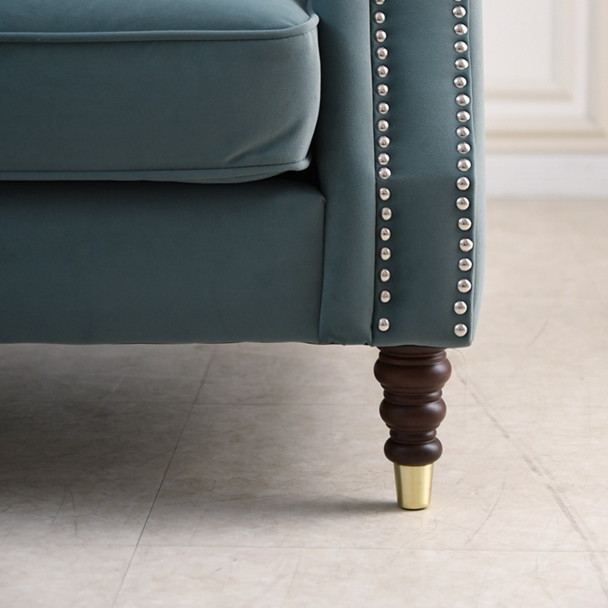 ヨーロピアン クラシック アンティーク調 3人掛けソファ 3Pソファ ベルベット 画像7