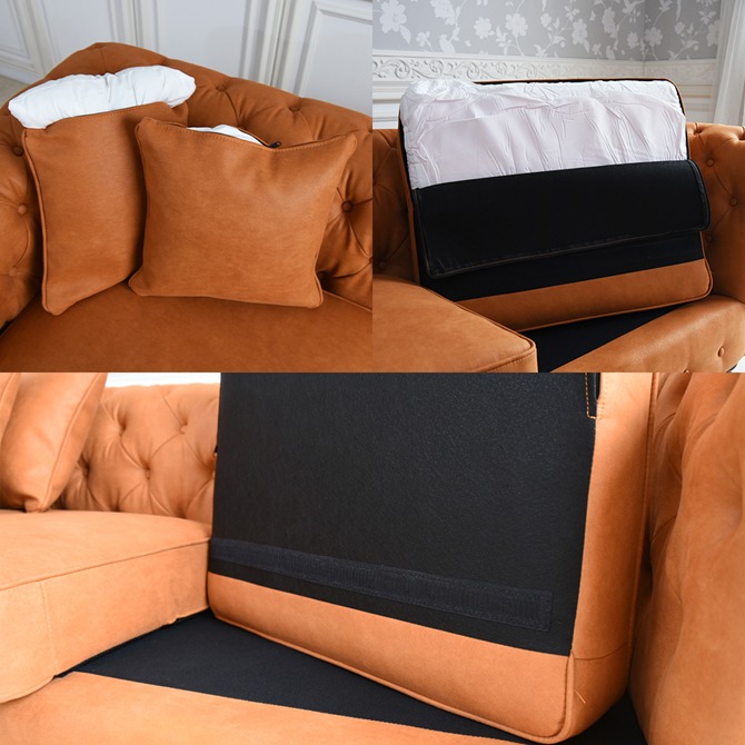 クラシック チェスターフィールド 3人掛けソファ 3P 撥水 キャメル 画像9