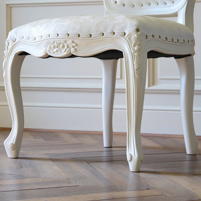 ロココ調 アンリヴェルデ ダイニングチェア アイボリー 猫脚 画像9